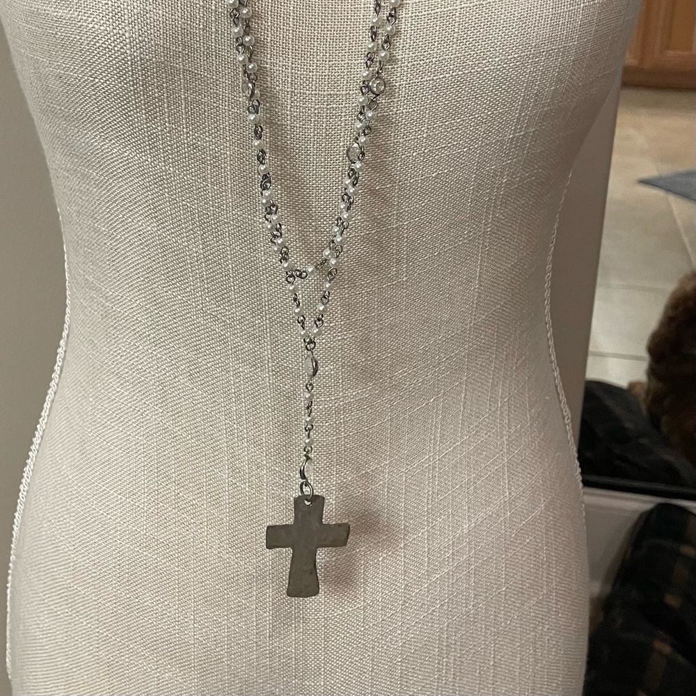 Extra long Pearl two strand  necklace